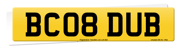 Registration number BC08 DUB