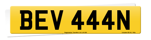 Registration number BEV 444N
