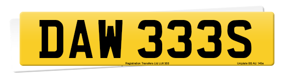 Registration number DAW 333S