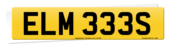 Registration number ELM 333S