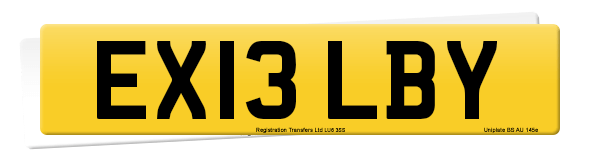Registration number EX13 LBY