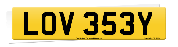Registration number LOV 353Y