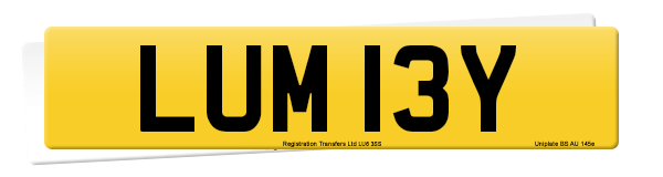 Registration number LUM 13Y