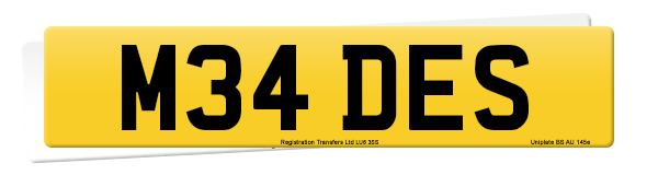Registration number M34 DES