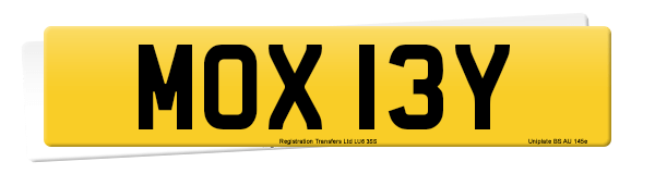 Registration number MOX 13Y