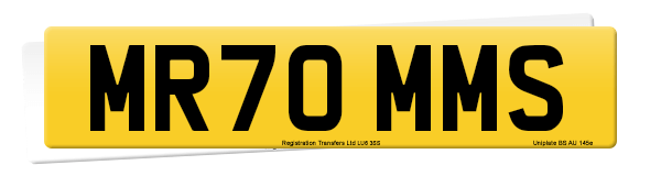 Registration number MR70 MMS