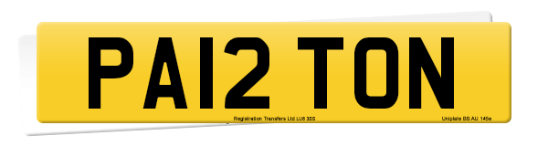 Registration number PA12 TON