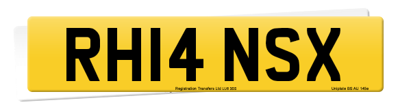 Registration number RH14 NSX