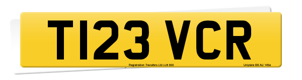 Registration number T123 VCR