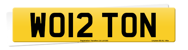 Registration number WO12 TON