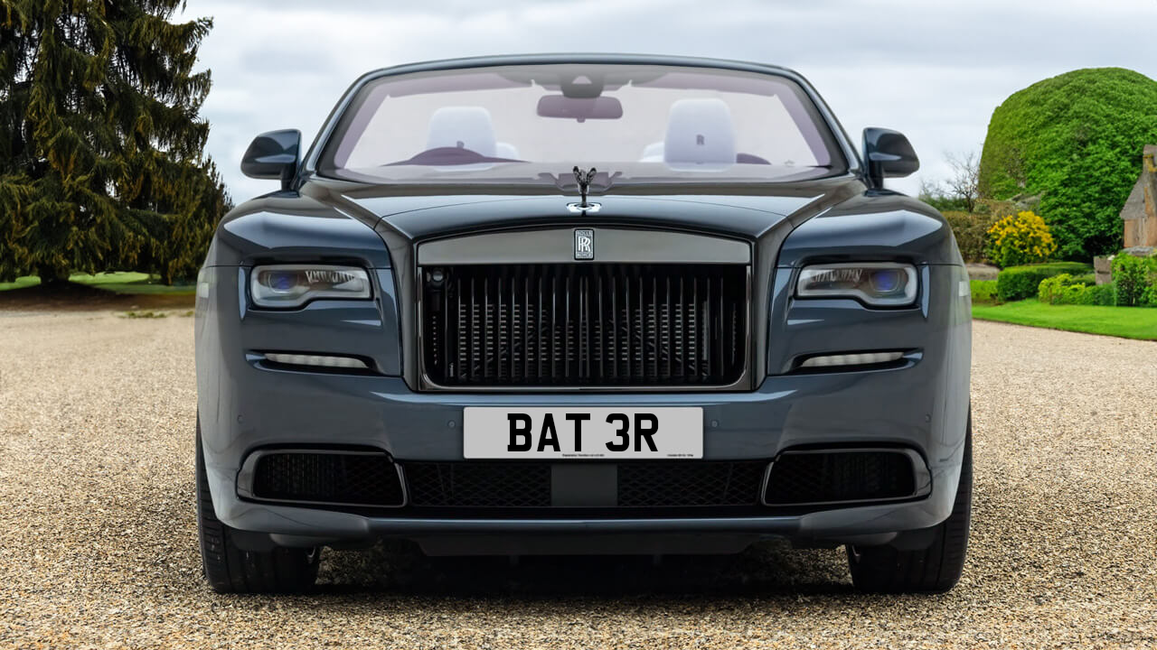 Car displaying the registration mark BAT 3R