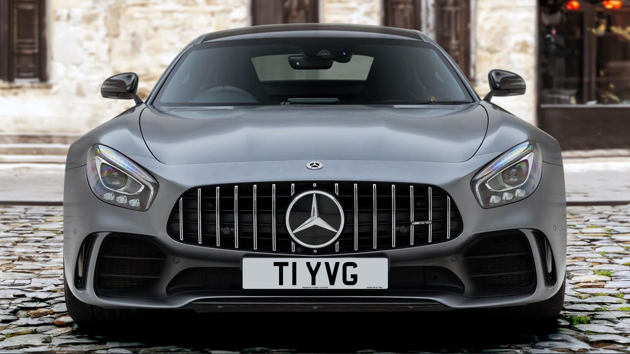 A Mercedes-Benz AMG GTR bearing the registration T1 YVG